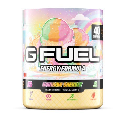 G Fuel Rainbow Sherbert 9.8 oz (40 Servings) | Both Sweet & Sour [Sugar Free]