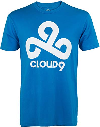 Cloud9 Official Wordmark Tee, Cotton T-Shirt with Sleeves for Adults & Teens, Printed Graphic Logo, Merchandise - Esports Apparel for Young Gamers, Players and Fans (Blue, Large)