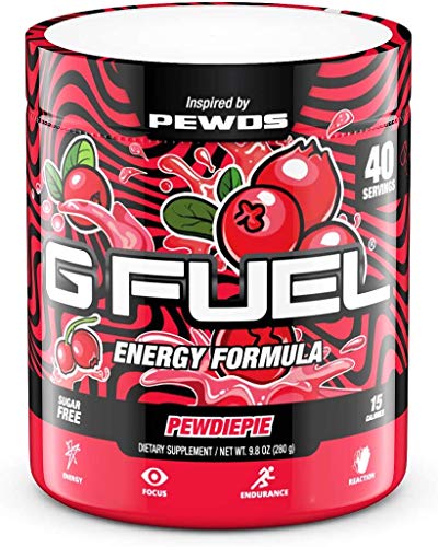 G Fuel Pewdi's Lingonberry Inspired by Pewdiepie, 9.8 oz (40 Servings) | Sweet Cranberry / Cherry like Flavor
